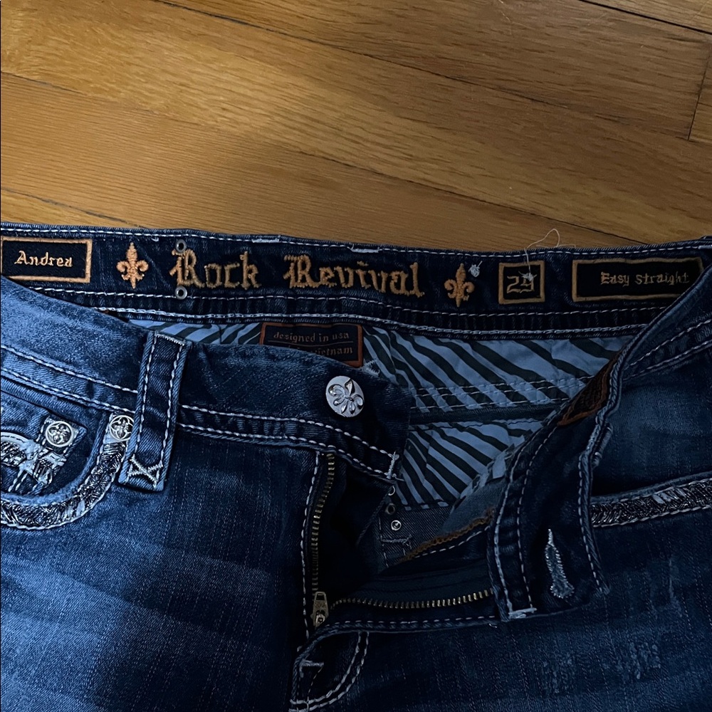 Rock Revival Dark Indigo Jeans with Contrast Stitching